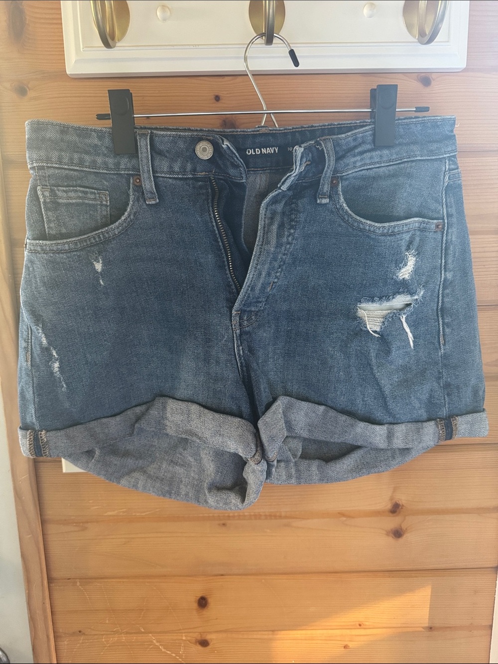 Old Navy Blue Distressed Rolled Cuff Denim Shorts